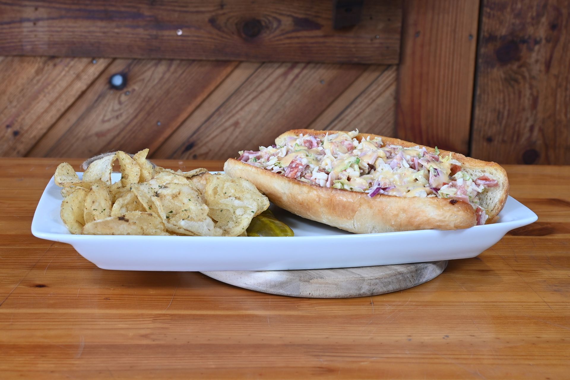 Signature sandwich at Whitewater Rooftop Social