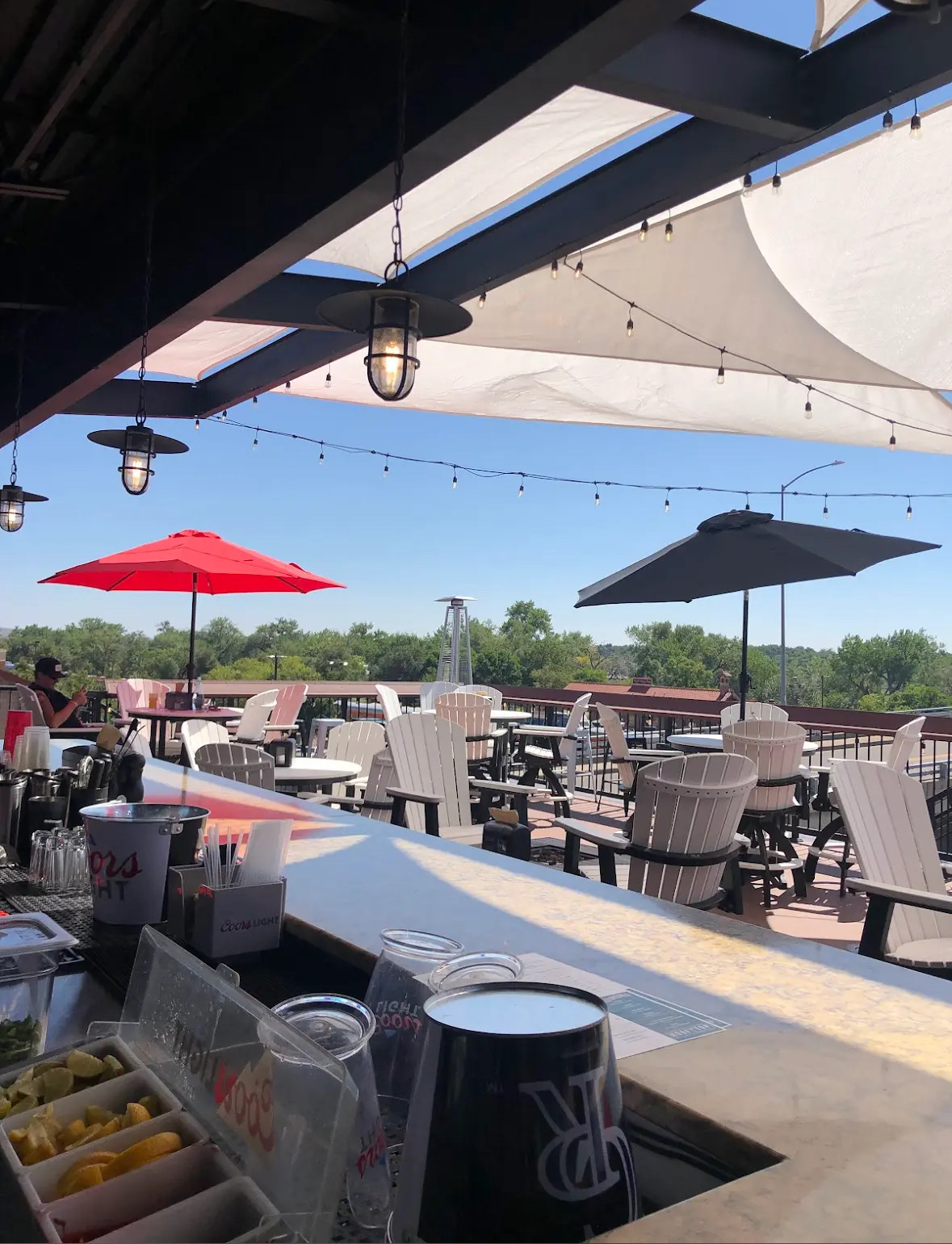 Rooftop patio seating at Whitewater Rooftop Social