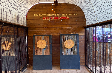 Axe throwing at Whitewater Bar & Grill